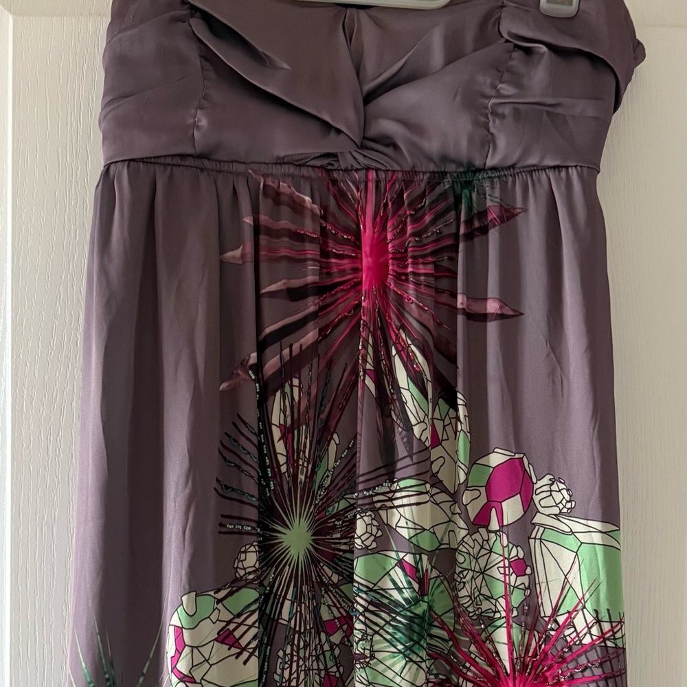 Desigual design Elegant silver Dress with Japenise Floral Design